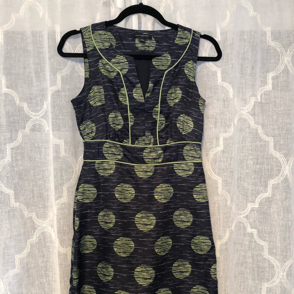 Banana Republic Navy & Green Sheath Dress
